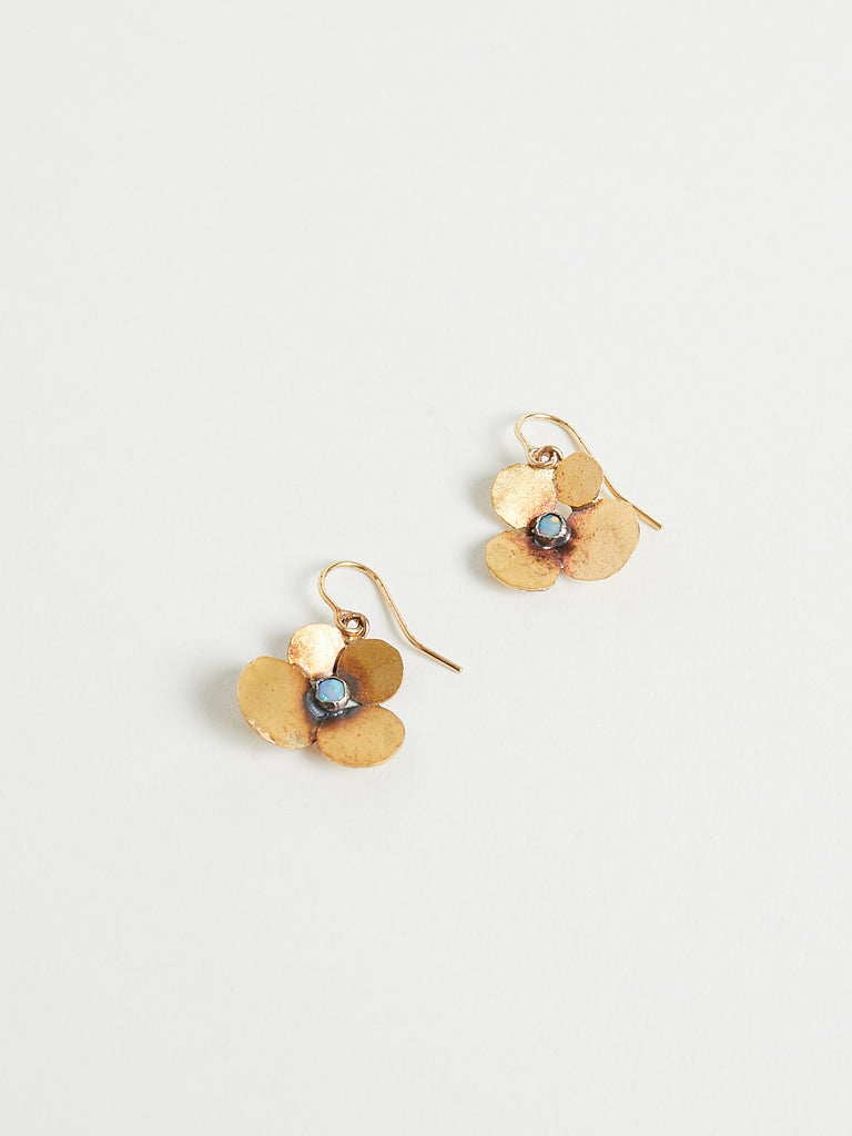 Judy Geib Hydrangea Earrings In 24k Yellow Gold, 18k Yellow Gold, Silver With Opal