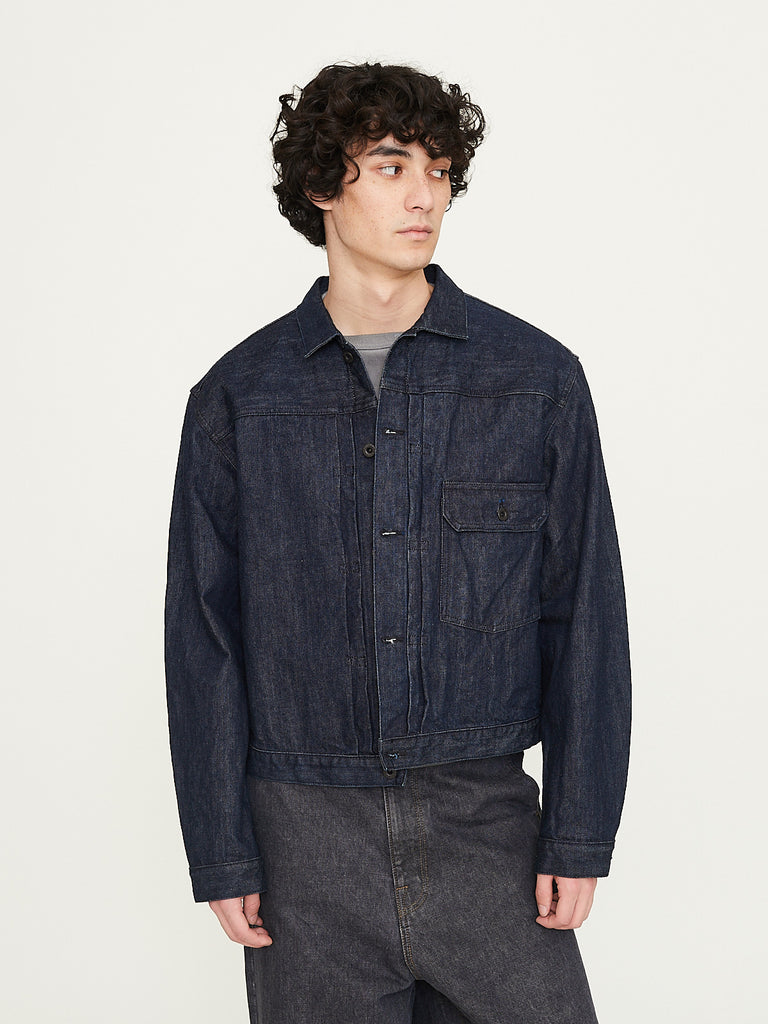 Kapital 14oz Denim 1st Jacket Black Thread in Indigo