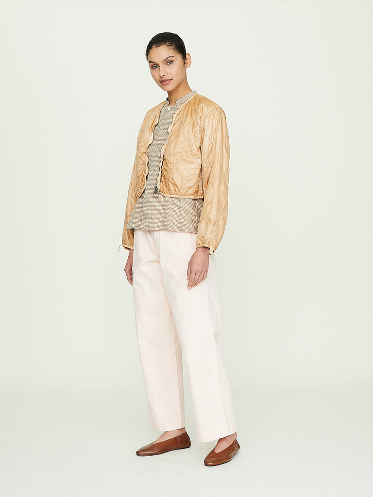 Kapital Nylon Quilting Dip-Dye Lining Cropped Bolero in Soho Brick