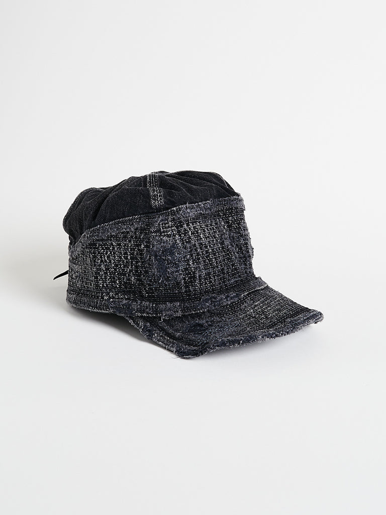 Kapital - 11.5oz Black x Black Denim The Old Man And The Sea Cap Crash Remake in Pro
