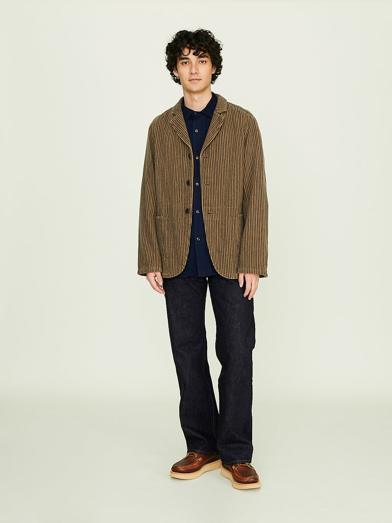 Kapital - Twill Aging-Wool Stripe Hospital Jacket in Brown