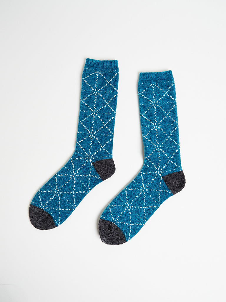 Kapital - 84 Yarns Mole Yarn Sashiko Socks in Blue