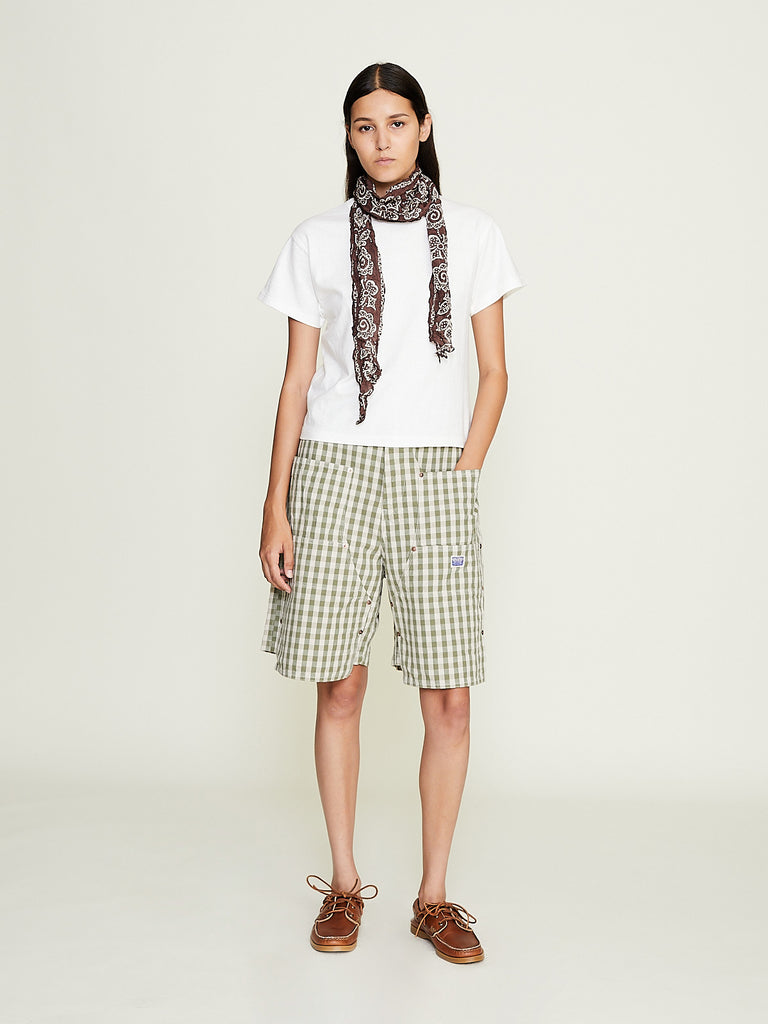 Kapital - OX Gingham Wide-Knee Easy Shorts in Khaki
