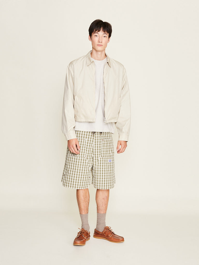 Kapital - OX Gingham Wide-Knee Easy Shorts in Khaki