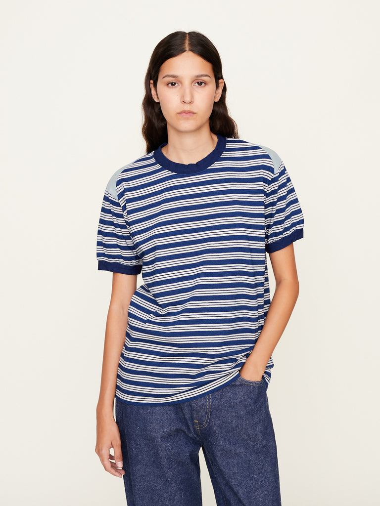 Kapital - IDG Stripe Jersey Florida Ringer Tee in Yatara Stripe