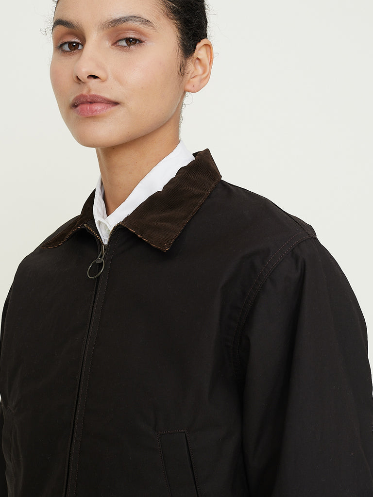 Kapital Cotton Oil Coating Cropped Drizzler Jacket in Brown