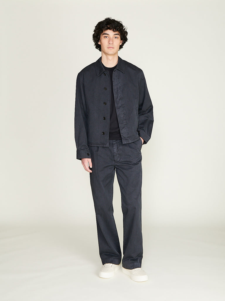 Auralee - Men's Garment-Dyed Finx Light Chino One-Tuck Wide Pants in Black