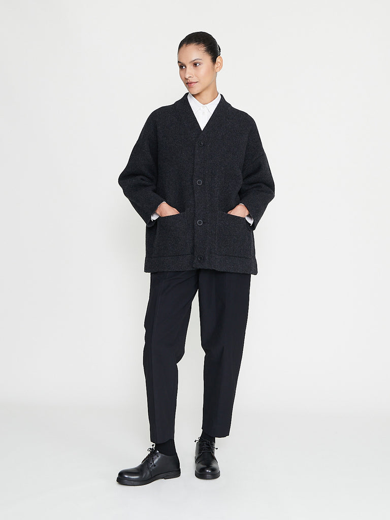 Toogood - The Librarian Cardigan in Felted Lambswool Charcoal