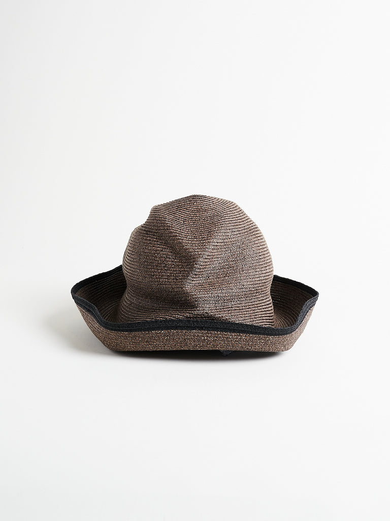 Mature Ha - Boxed Hat 11cm Brim Switch Colour Line Edge in Dark Brown/Black