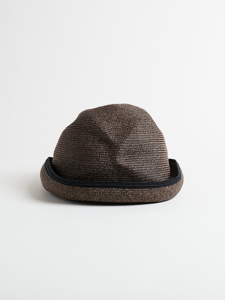 Mature Ha - Boxed Hat 7cm Brim Switch Colour Line Edge in Dark Brown/Black
