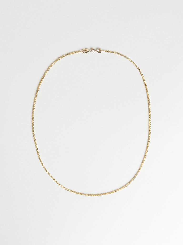 Myrto - Cord Chain 45cm with 0.13ct Natural Rose Cut Diamond in 14k Yellow Gold