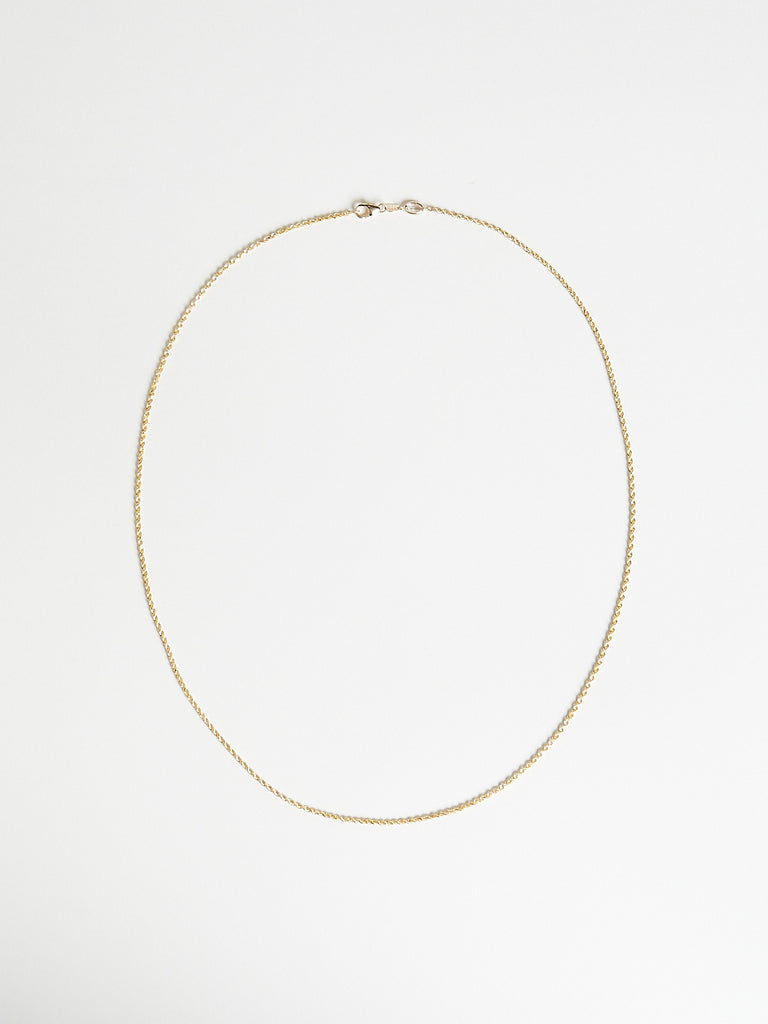Myrto - Cord Chain 55cm with 0.13ct Natural Rose Cut Diamond in 14k Yellow Gold