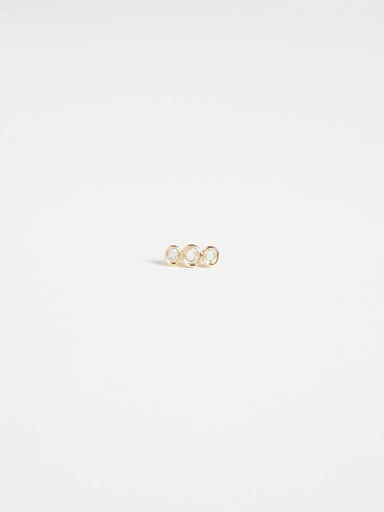 Myrto - Astrid Triple Oval Single Stud Earring with 0.17ct Natural Diamond on 18k Yellow Gold