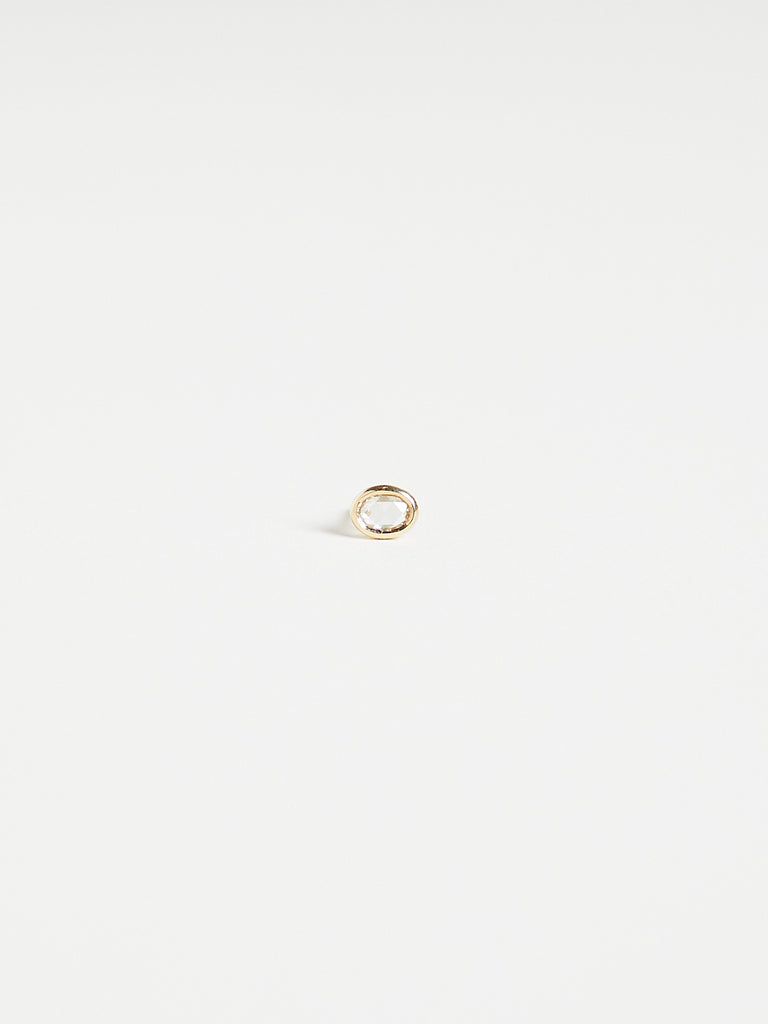 018 Oval Phoebe Single Stud with 0.18ct Natural Diamond on 18k Yellow Gold