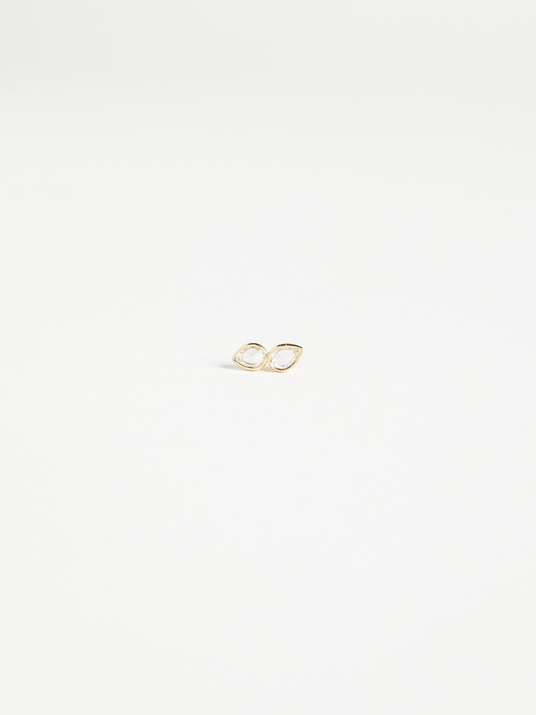 Myrto - Lyra Double Pear Single Stud Earring with 0.28ct Natural Diamond on 18k Yellow Gold