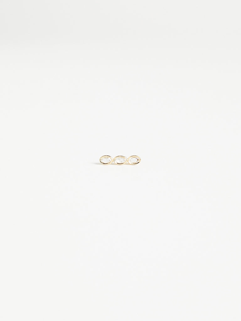 Myrto - Helene Triple Oval Single Stud Earring with 0.17ct Natural Diamond on 18k Yellow Gold