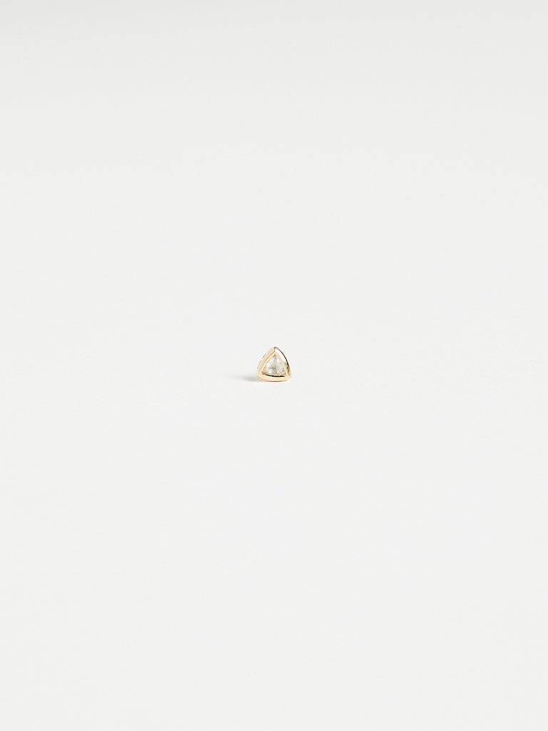 020 Triangle Phoebe Single Stud with 0.03ct Natural Diamond on 18k Yellow Gold