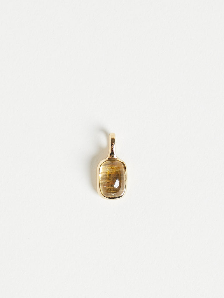 Myrto - Cabochon Pendant with 3.36ct Rutilated Look Yellow Tourmaline on 18k Yellow Gold