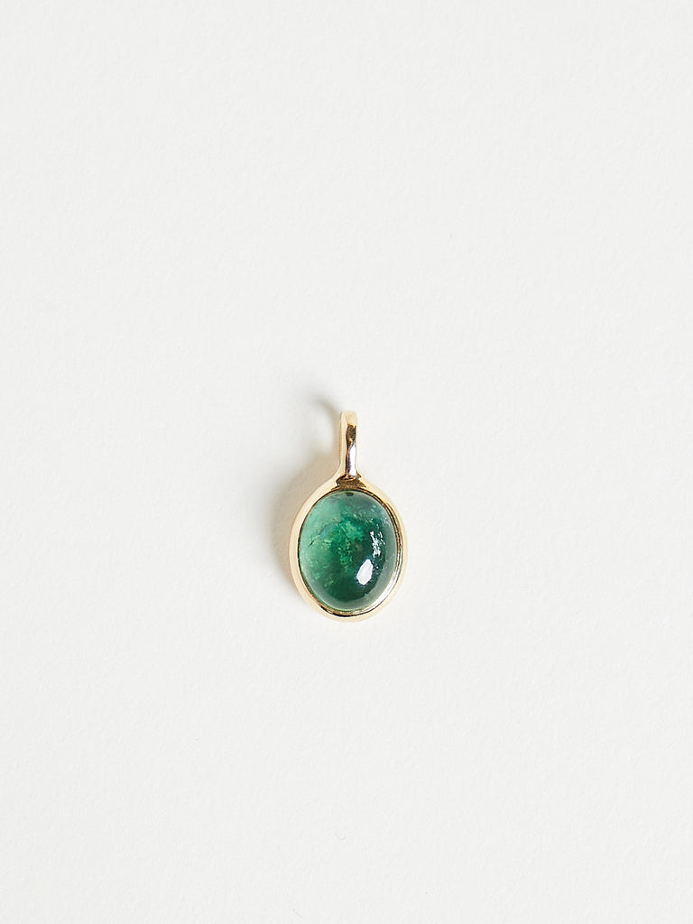 Myrto - Cabochon Pendant with 5.06ct Green Tourmaline on 18k Yellow Gold