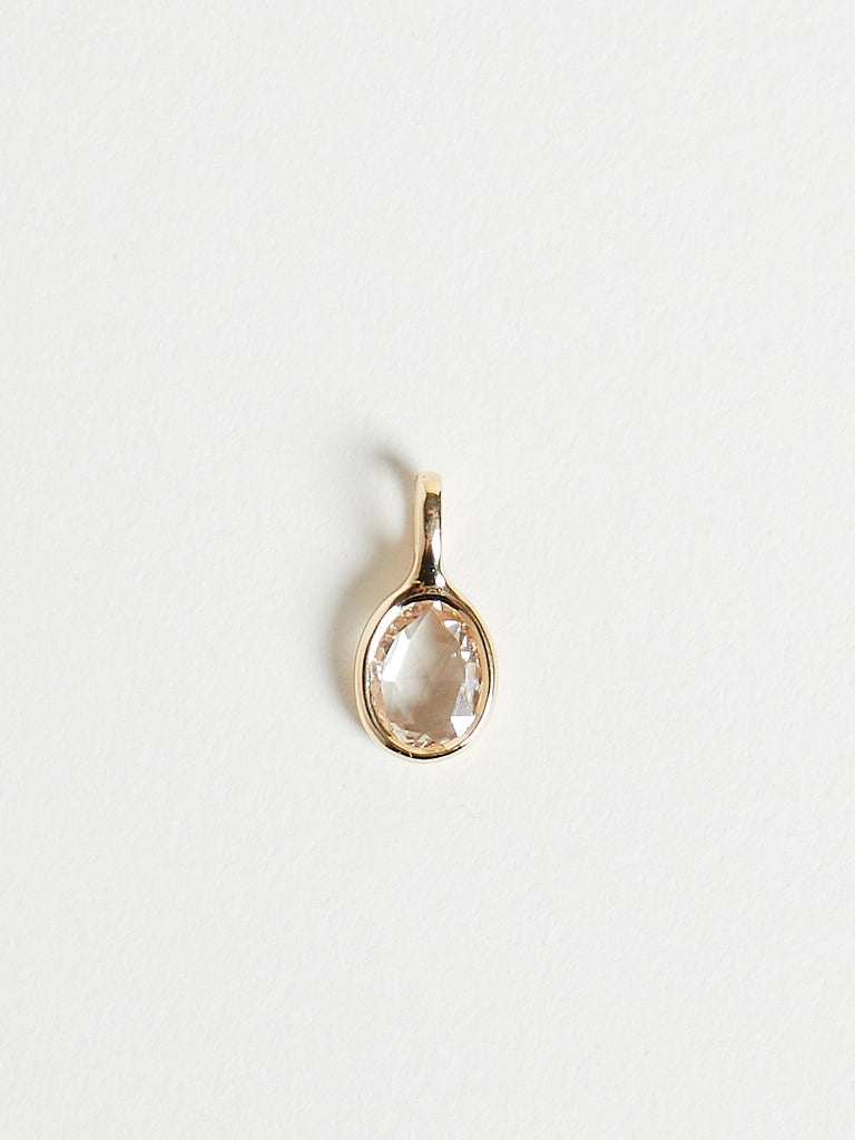 Myrto - Oval Charm with 0.73ct Natural Rose Cut Diamond on 18k Yellow Gold
