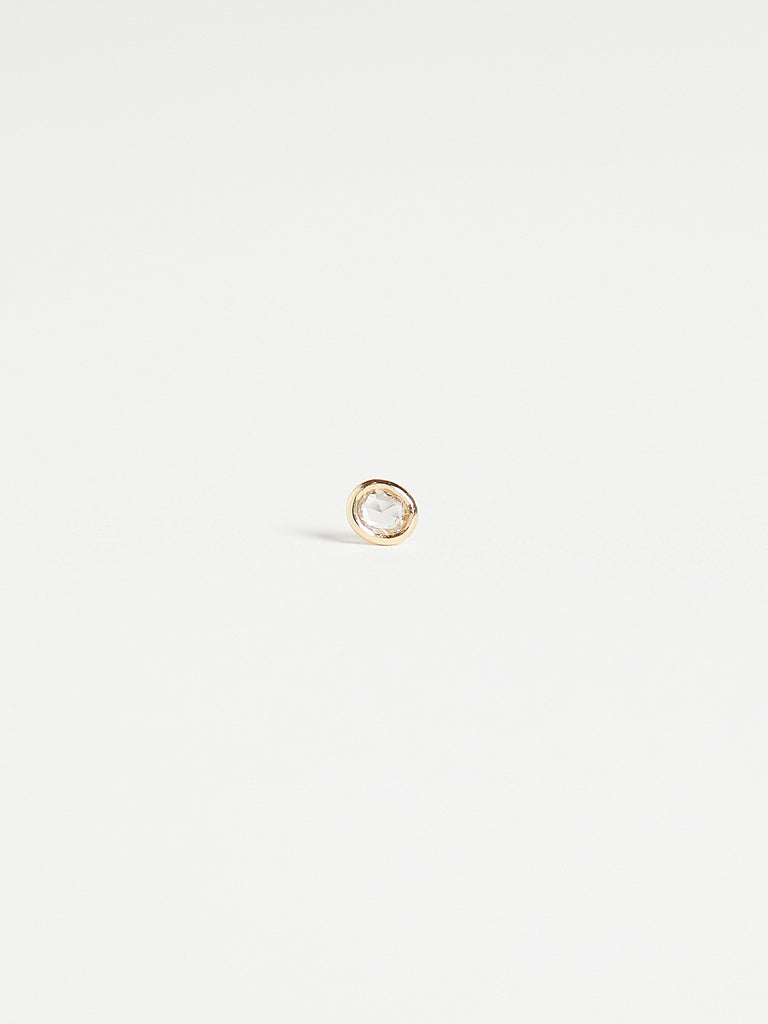 022 Oval Phoebe Single Stud with 0.18ct Natural Diamond on 18k Yellow Gold