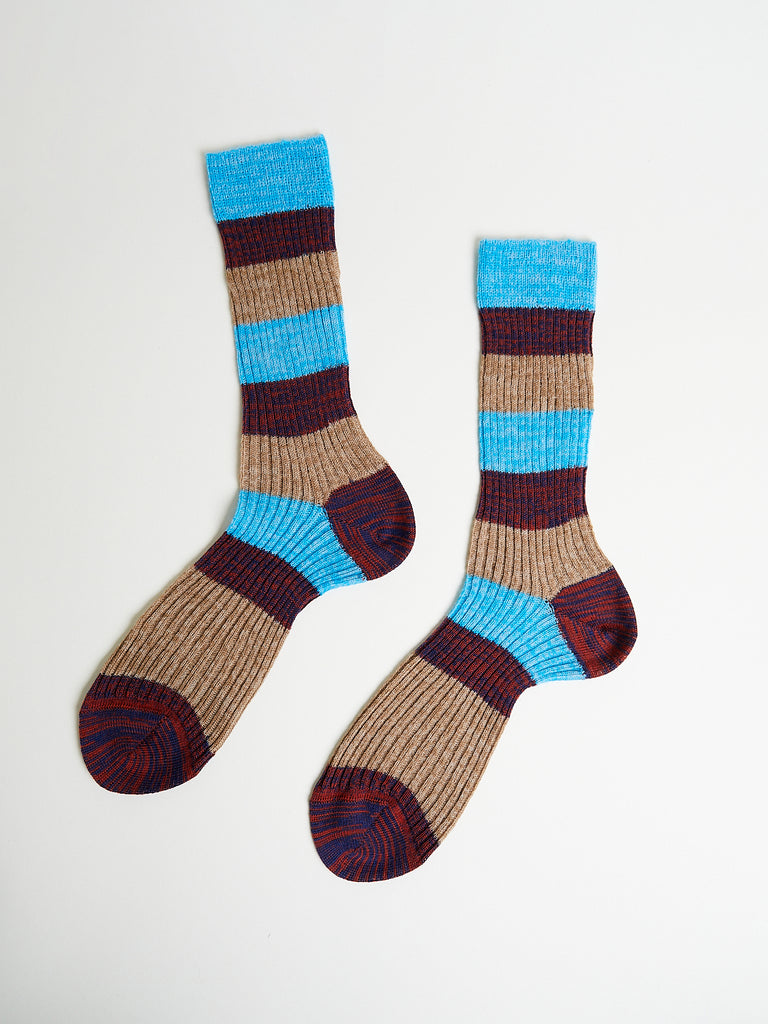 Maria La Rosa Multi Stripe Sock in Blue