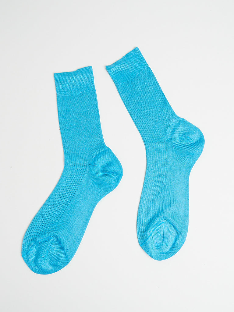 Maria La Rosa One Ribbed Socks in Turquoise