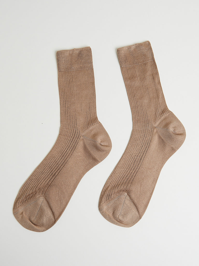 Maria La Rosa One Ribbed Socks in Nocciola