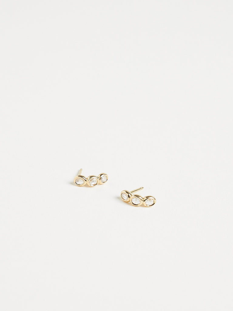 Myrto October Huggie Earrings with 0.42ct Brown Diamond on 18k Yellow Gold