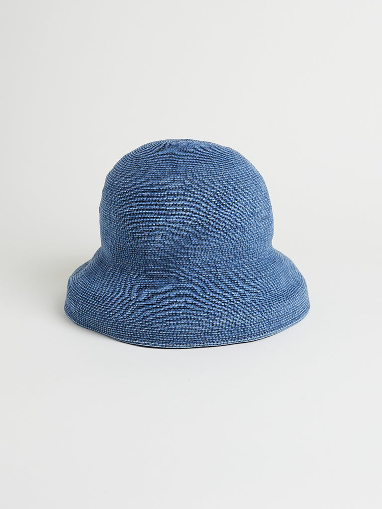 Mature Ha Paper Linen Braid Denim Short Hat in Wash Blue