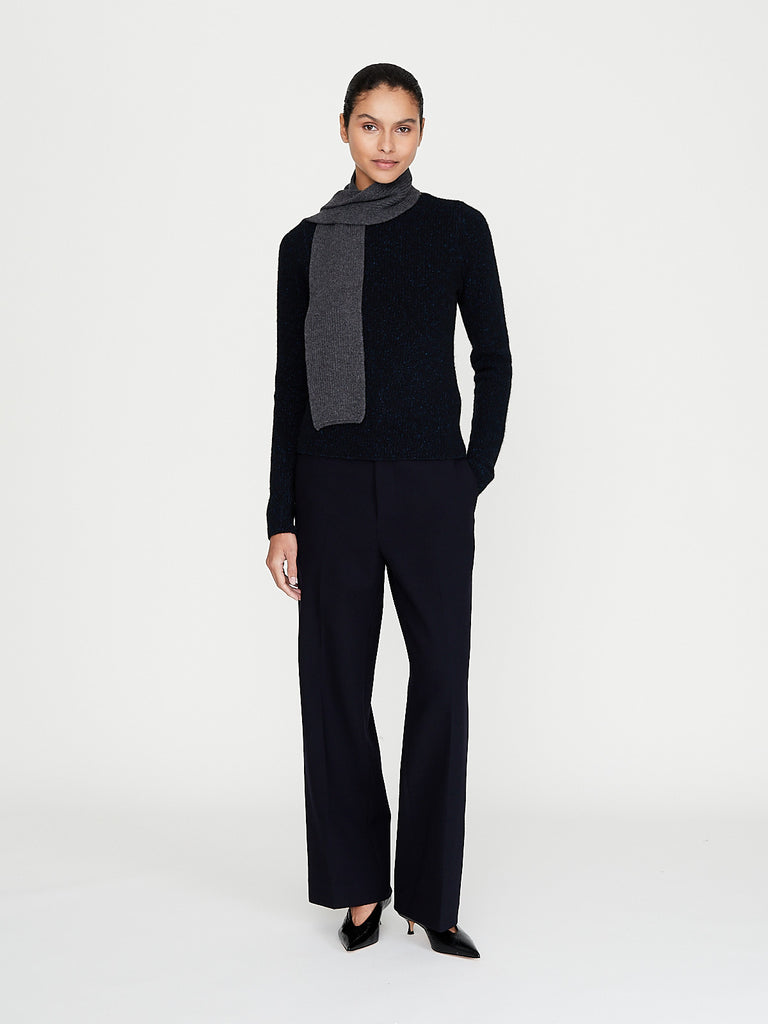 Auralee - Women's Cashmere Melange Knit P/O in Top Navy Black