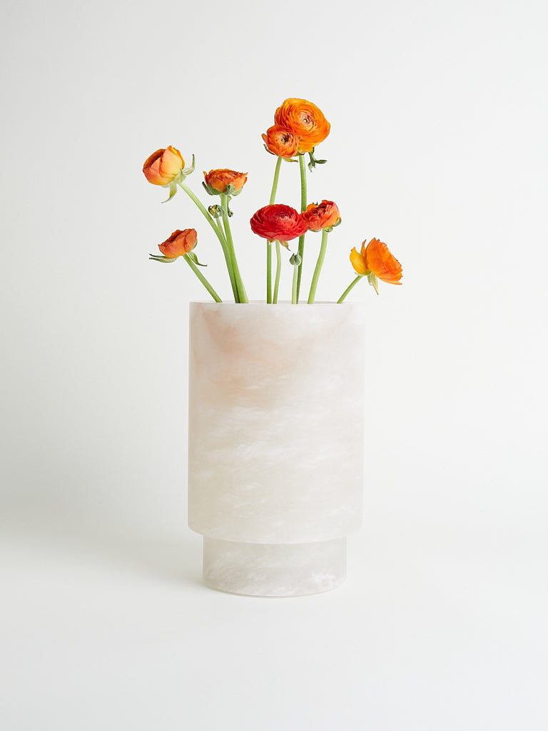 Michaël Verheyden Marble Vase with Lid in White Alabaster