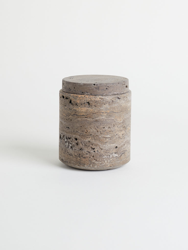 Michaël Verheyden Cont M Container with Lid in Brown Travertine Marble