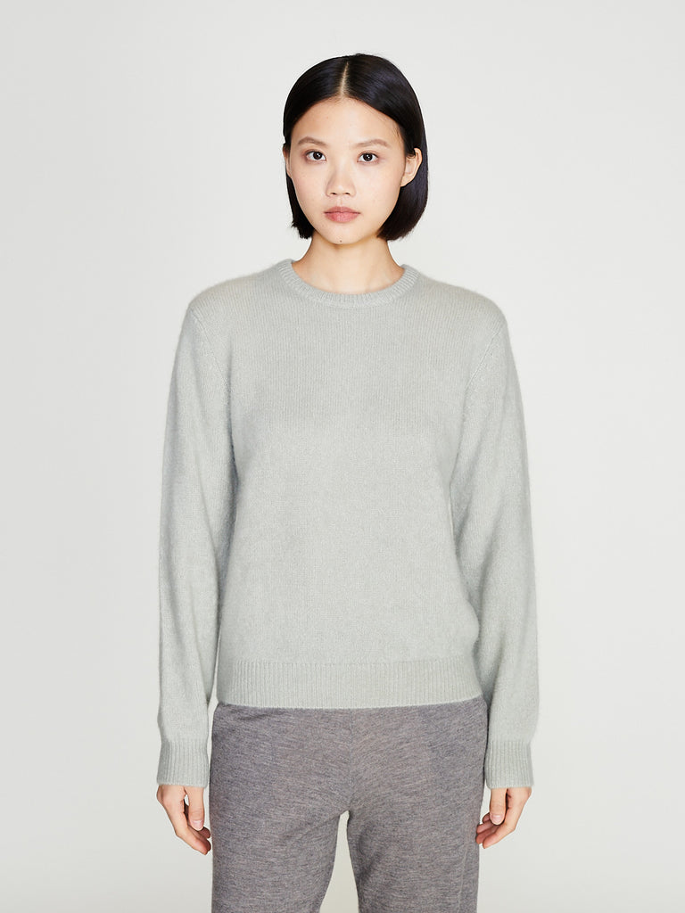 Frenckenberger - Mini R-Neck Sweater in White Tea