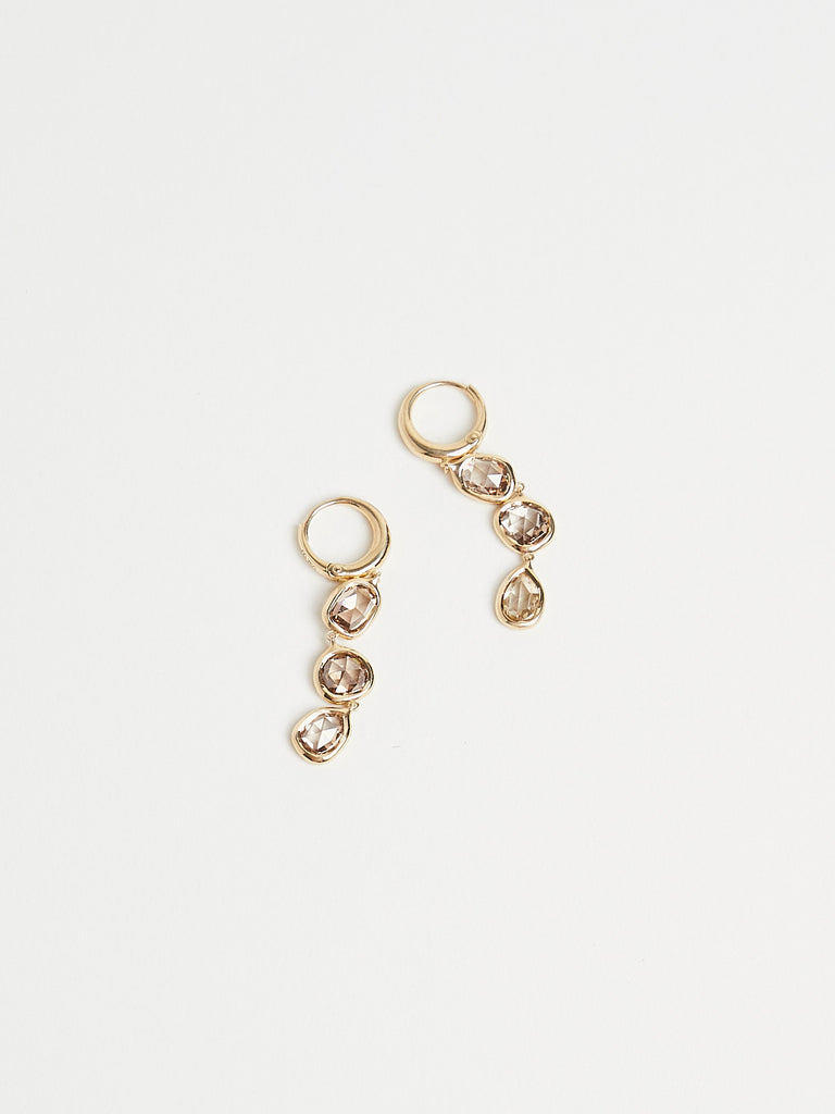 Myrto - April Drop Hoops with 3.14ct Brown Diamonds on 18k Yellow Gold