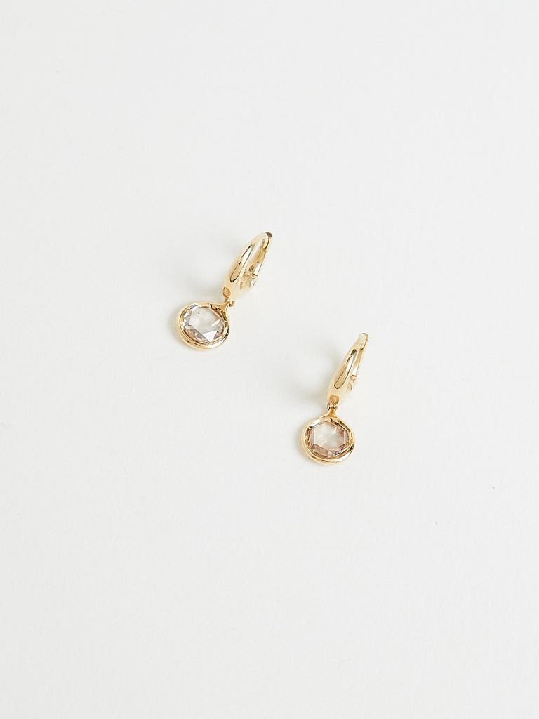 Myrto Hoop with Brown Diamond Circle Drop in 18k Yellow Gold