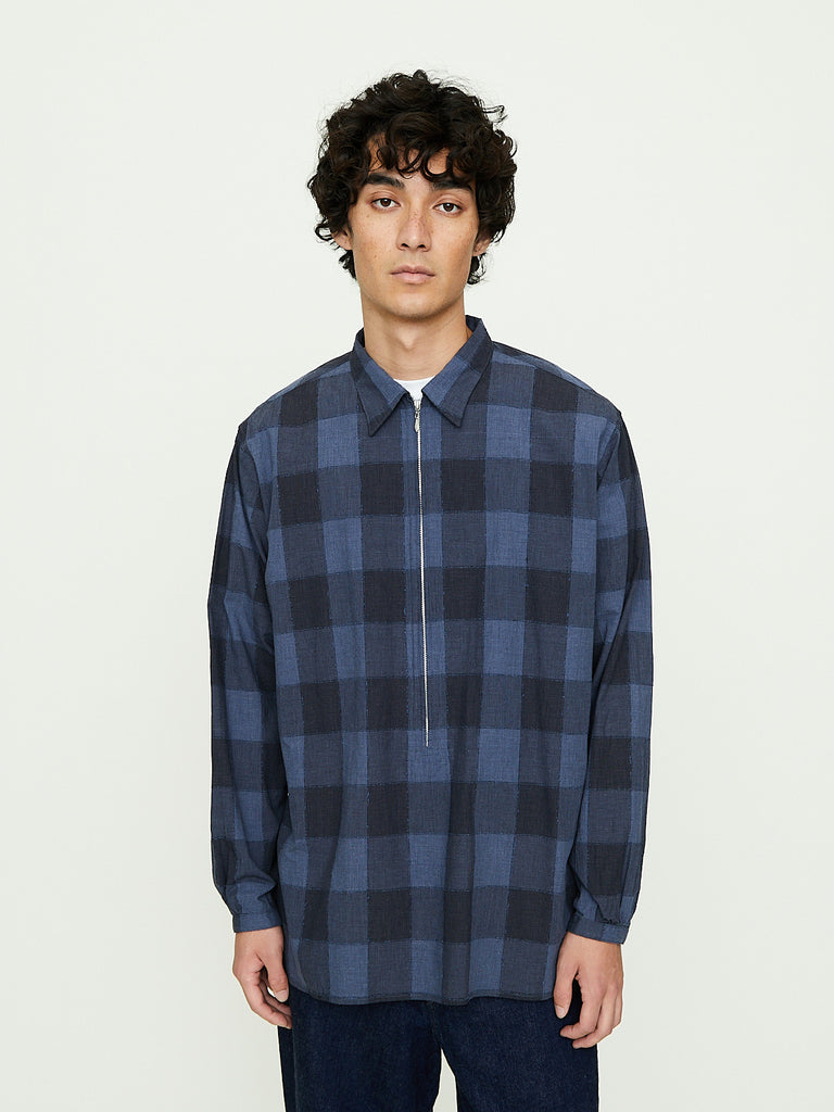 Niceness - Luca Long Zip Shirt in Navy