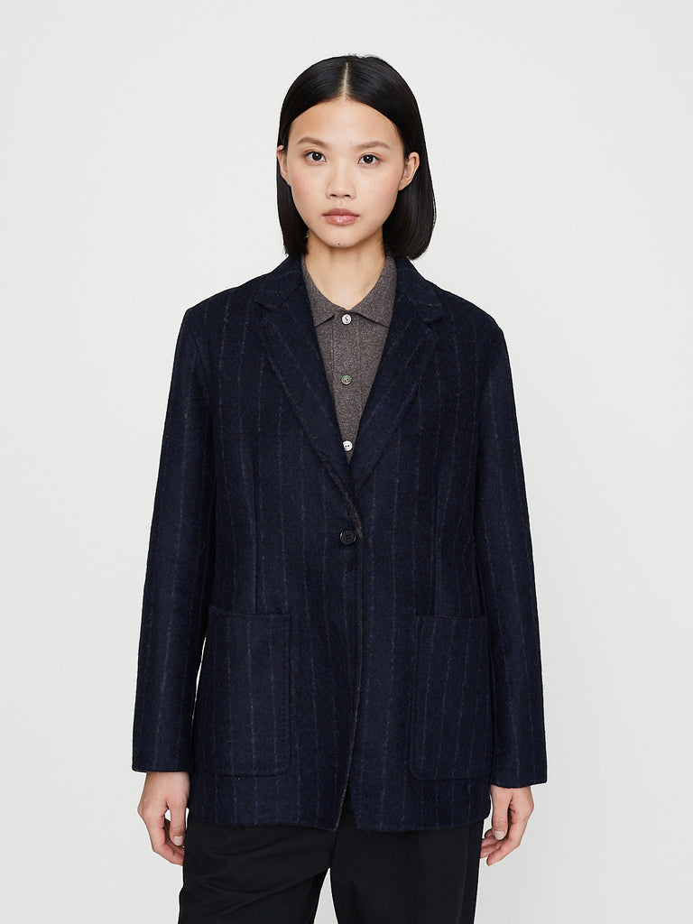 Nanna Pause - Carlo Club Jacket in Blue Pinstripe/Taupe Melange