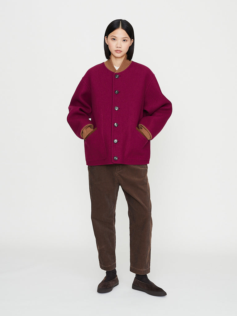 Nanna Pause - Finn College Jacket in Raspberry/Deerbrown