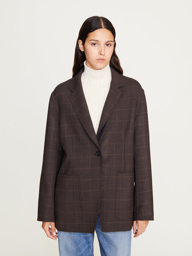 Nanna Pause - Carlo Club Jacket in Brown Check and Anthra