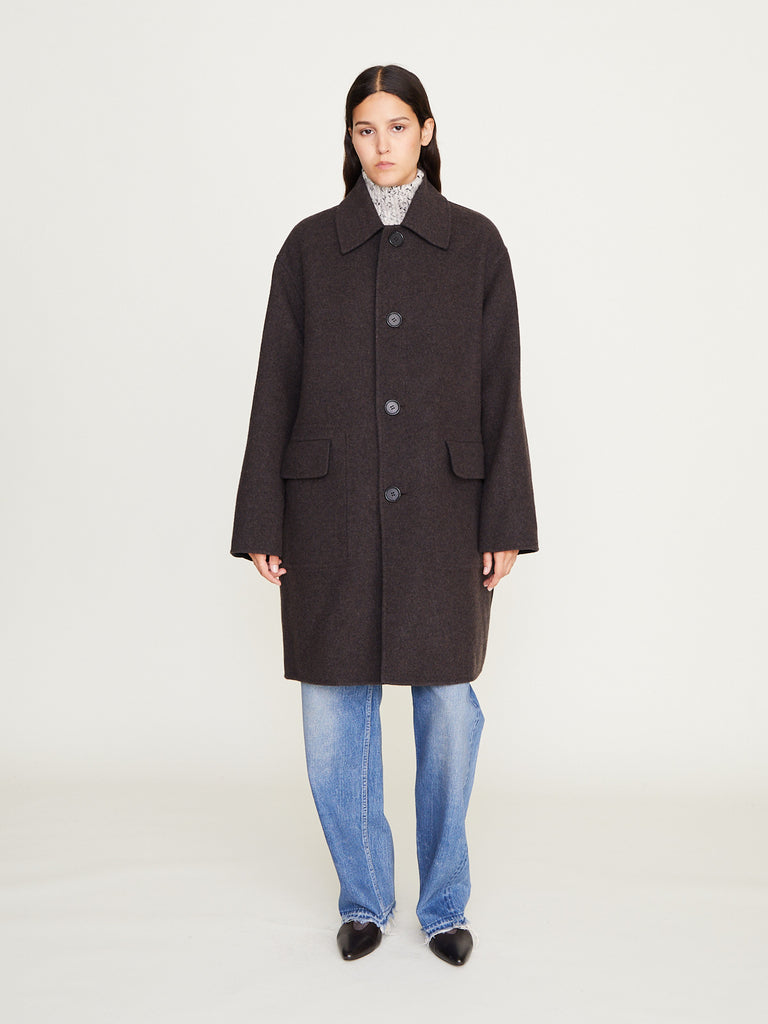 Nanna Pause - Dorian Reversible Carcoat in Dark Brown and Charcoal