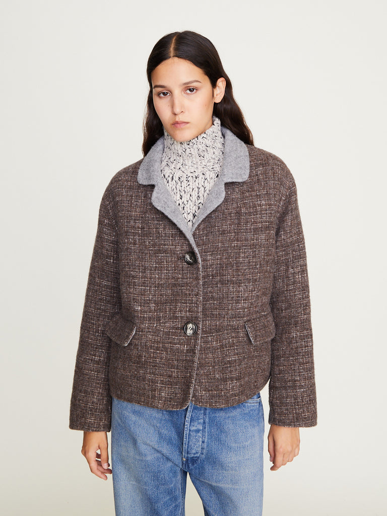 Nanna Pause - Anona Reversible Couture Jacket in Tweedcheck Taupe