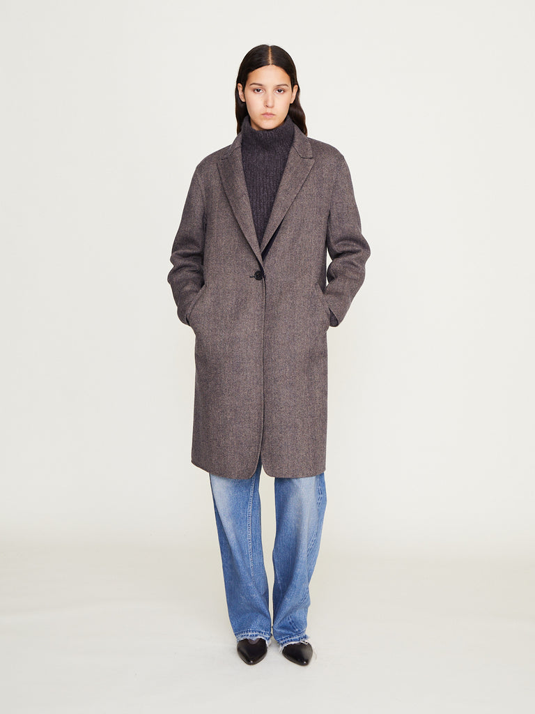 Nanna Pause - Alix Slim One Button Coat in Herringbone and Midnight