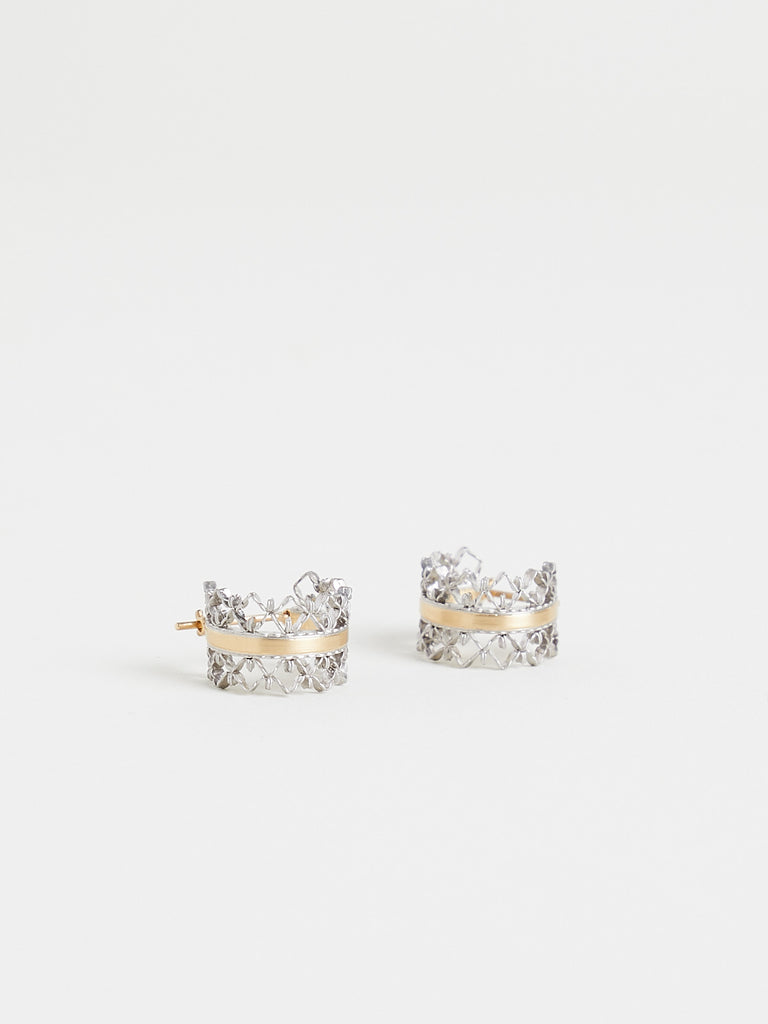 Nikolle Radi Brocade Small Hoops in Platinum and 18k Gold