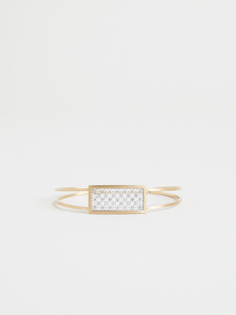 Nikolle Radi Cuff Bracelet in 18k Gold and Platinum with White Prong Set Diamonds