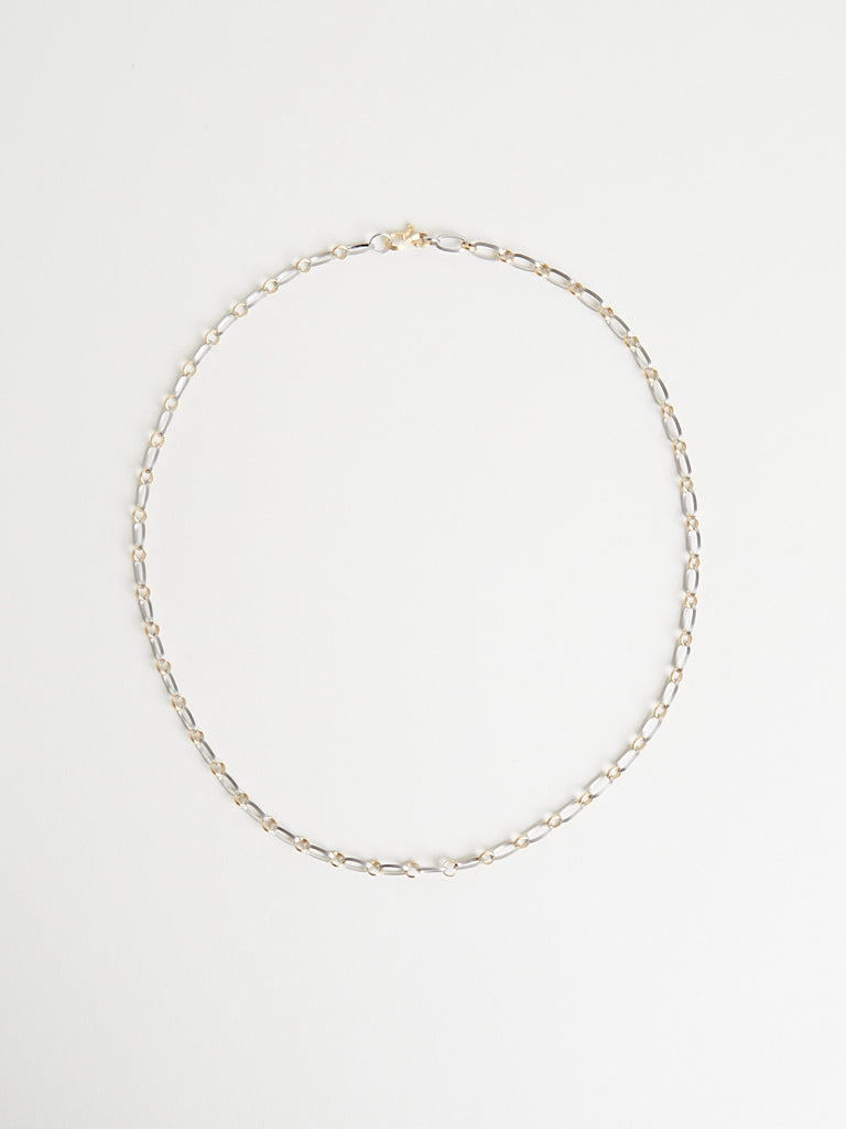 Nikolle Radi Oval & Round Link Unisex Chain in Platinum and 18k Gold