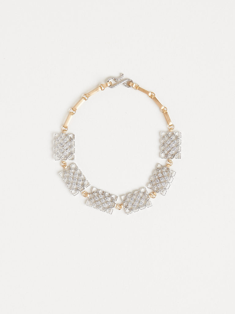 Nikolle Radi Lacy Frames Bracelet with 0.42ct White Diamonds in Platinum & 18k Yellow Gold