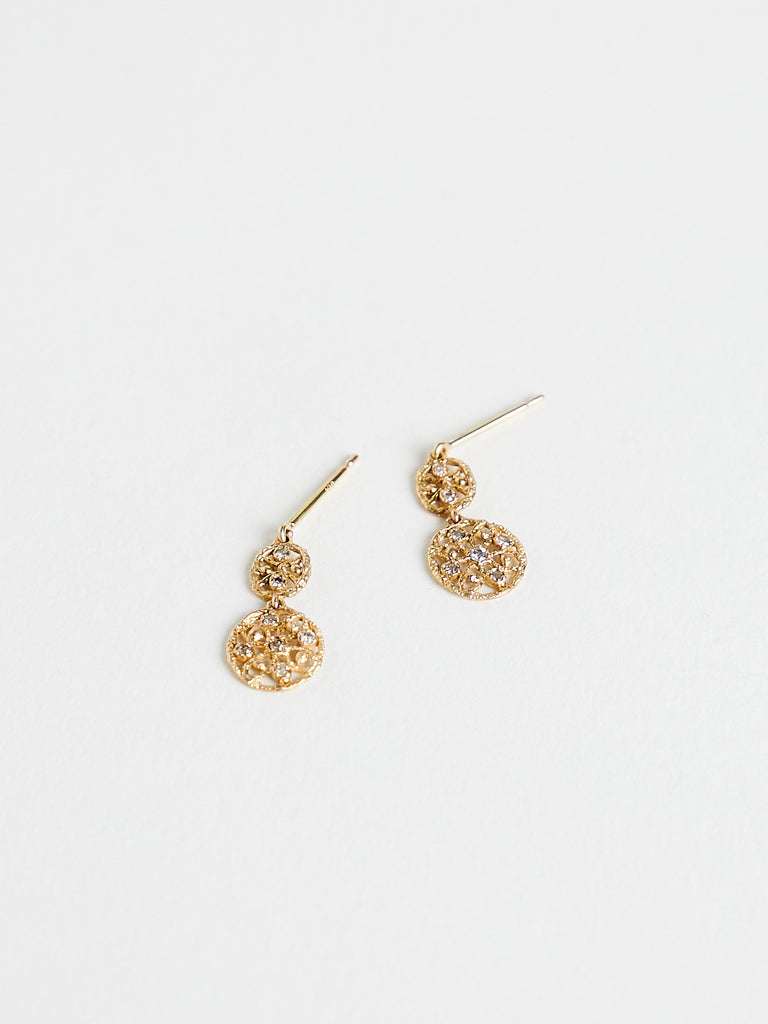 Noguchi Bijoux 3057 Earrings in 14k Yellow Gold with 14 Brown Diamonds