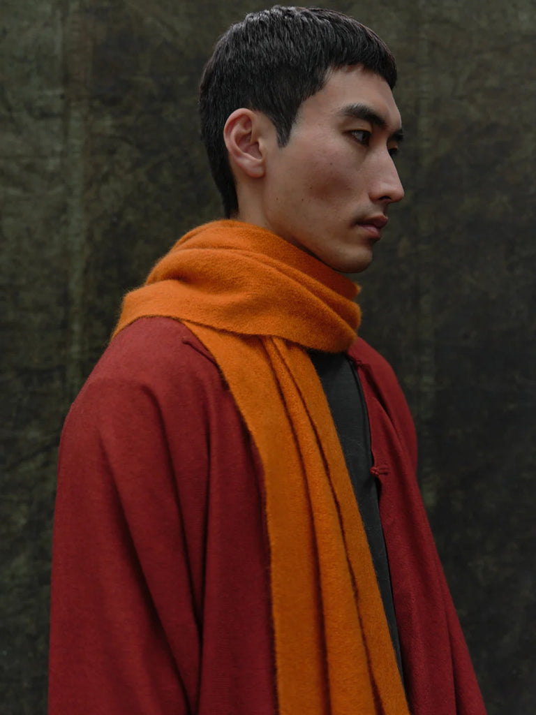 Norlha - Nomad Net Boiled Skinny Scarf in Tangerine