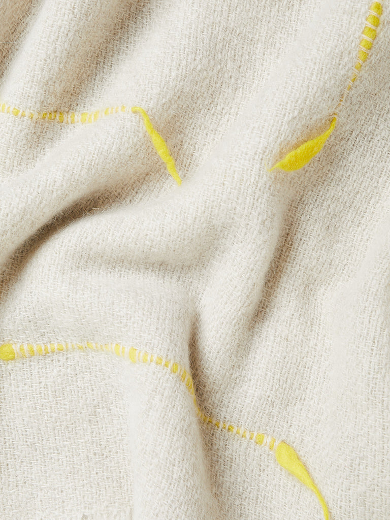 Norlha - Wildflower Baby Blanket in Natural Yak White & Yellow